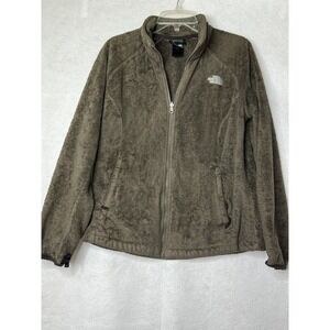 The North Face Women's Fleece Jacket Zip Up Brown Size Large Imperfect Pockets